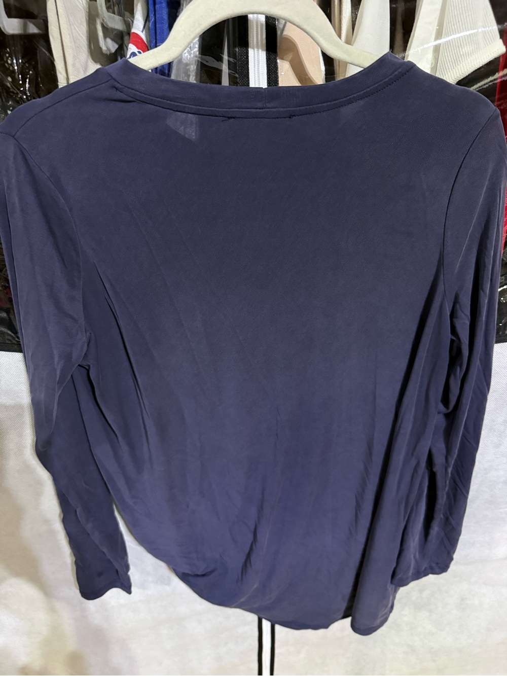 Classic Long-Sleeve Crewneck Top in Navy
